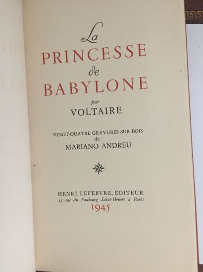 null VOLTAIRE: La Princesse de Babylone. Henri Lefèbvre, 1945. In-8 maroquin havane,...