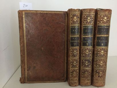 null HELVETIUS: Complete works. London, 1776. 4 vols. in-8 contemporary marbled calf,...