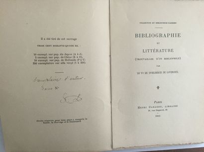null SPOELBERCH de LOVENJOUL (Vicomte de): Bibliographie et littérature (trouvailles...