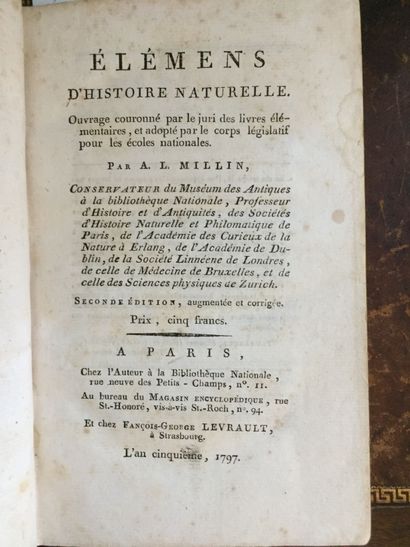 null [MEDECINE] MILLIN (A.L.): Elémens d'histoire naturelle. Seconde édition, augmentée...