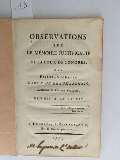 null BEAUMARCHAIS: Observations on the justifying memorandum of the Court of London....