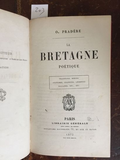 null BRETAGNE - PRADERE (O.): La Bretagne poétique. Traditions, mœurs, coutumes,...
