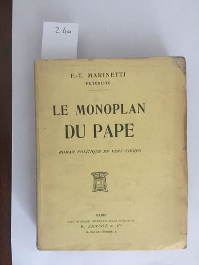 null MARINETTI (F.T.): Le Monoplan du Pape. Roman politique en vers libres. Sansot...
