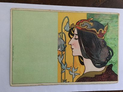 null Alfred PELLON: Carte postale lithographiée de style Art Nouveau Série Idéal...