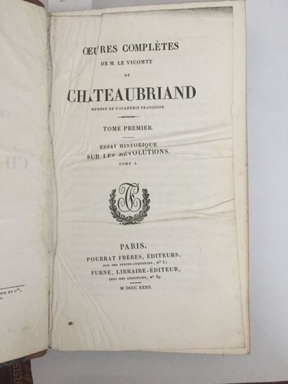 null CHATEAUBRIAND (A. de): Œuvres complètes. Pourrat Frères, Furne, 1832. 22 vol....