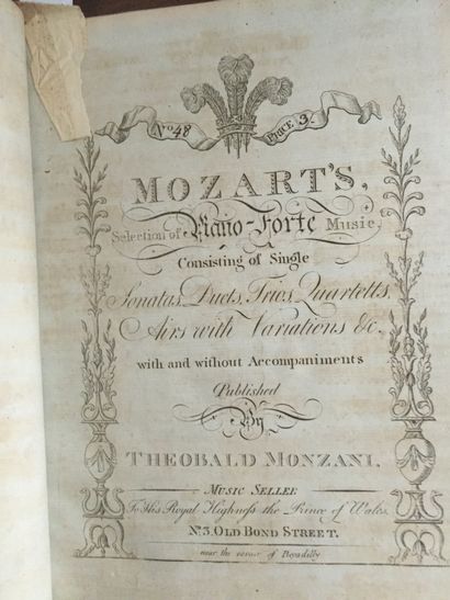 null MUSIC - MOZART - A collection of scores for piano forte in one volume in-4,...