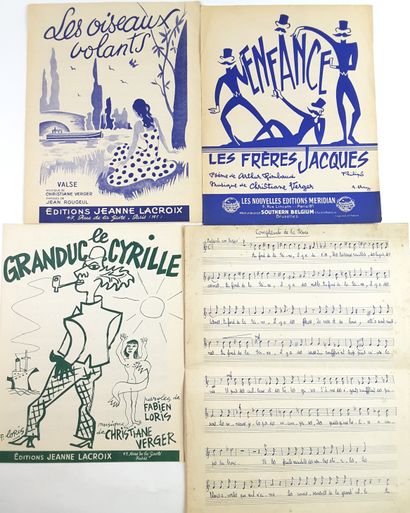 null CHANSONS – Fonds Christiane VERGER (1903-1974, compositrice) / 1°) « Complainte...