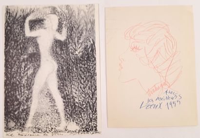 null BEAUX-ARTS – Louis TOUCHAGUES (1893-1974, peintre) / Ensemble de 2 cartes de...