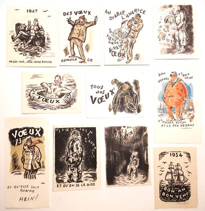 null BEAUX-ARTS – André COLLOT (1897-1976, peintre et graveur) / Ensemble de 26 cartes...