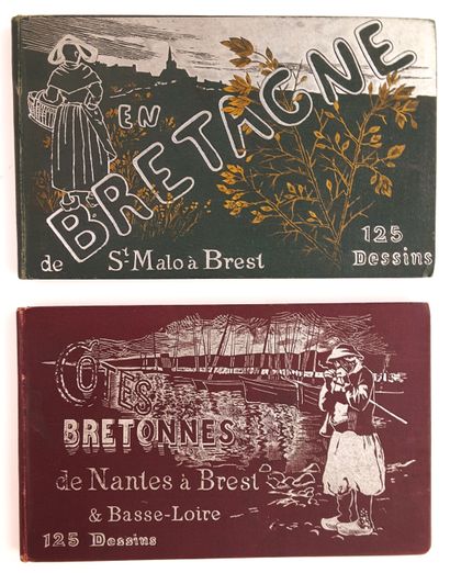 null BRETAGNE Années 1890 / Ensemble de 2 volumes par Constant de Tours : « Côtes...