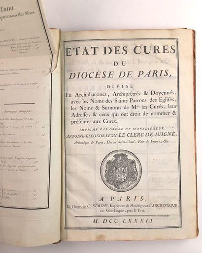 null DIOCESE DE PARIS / « Etat des Cures du Diocèse de Paris divisé en Archidiaconés,...