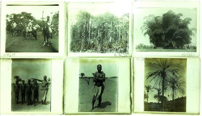 null PHOTOGRAPHIE – Afrique subsaharienne / Ensemble de 6 plaques en verre négatives,...