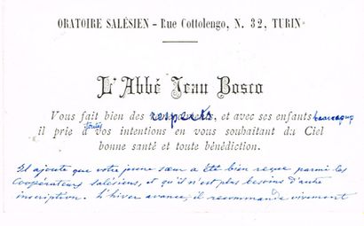 null SAINT JOHN BOSCO [1815-1888, Italian priest canonized in 1934] / Visiting card...
