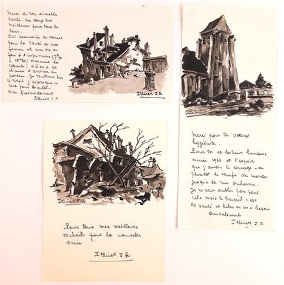 null BEAUX-ARTS – Jean-Robert ITHIER (1904-1977, peintre) / Ensemble de 11 aquarelles...