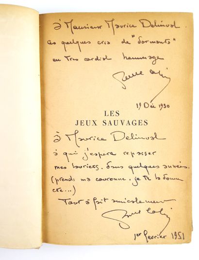 null Paul COLIN (1920-2018, romancier) / « Les Jeux sauvages », NRF Gallimard, 1950,...