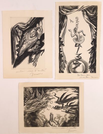 null BEAUX-ARTS – Albert DECARIS (1901-1988, peintre et graveur) / Ensemble de 3...
