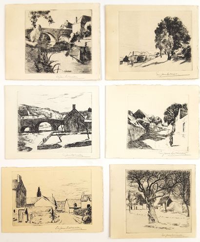 null BEAUX-ARTS – Eugène CORNEAU (1894-1976, peintre et graveur) / Ensemble de 14...