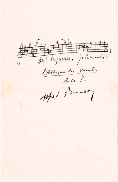 null MUSIQUE - Alfred BRUNEAU (1857-1934, Compositeur) / Petit manuscrit musical...