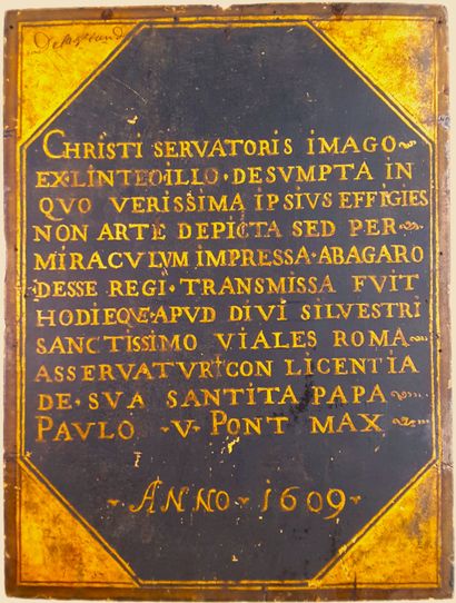 null SAINTE-FACE, Ecole Française / Huile sur panneau peint et doré de 1609 (27 x...