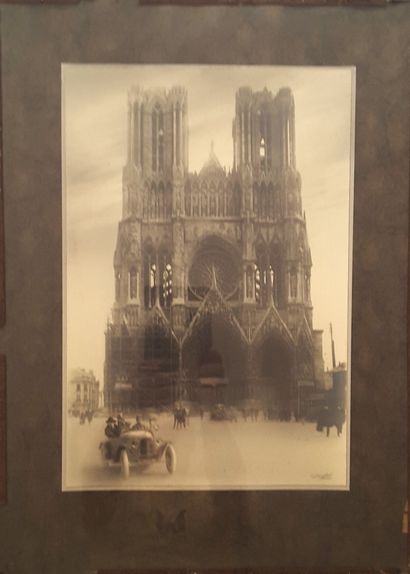 null PHOTOGRAPHIE - REIMS – Grande photographie originale de la cathédrale par Edouard...