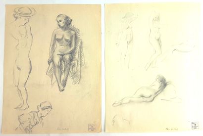 null BEAUX-ARTS – Alice KEELHOFF (1896-1983, peintre belge) / Ensemble de 13 dessins...