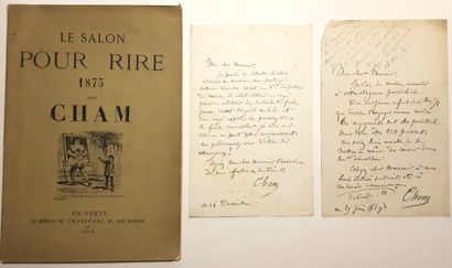 null CHAM (Amédée de Noé dit, 1819-1879, illustrateur) / Ensemble de 2 lettres autographes...