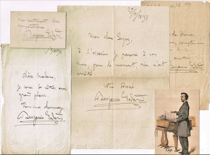 null MUSIQUE – Benjamin GODARD (1849-1895, compositeur) / Ensemble de 3 lettres autographes...