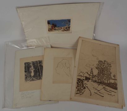 null Handful of drawings and prints including:

Joseph Hecht (1891-1951), Roland...