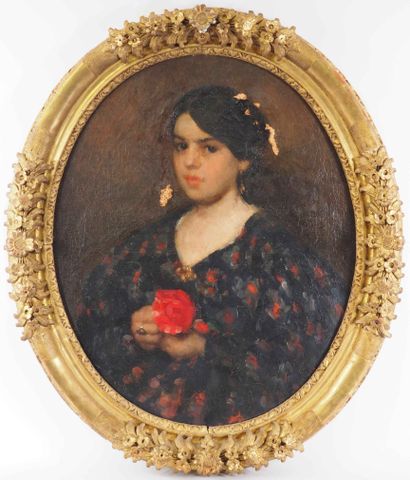 null Spanish school of the XIXth century

Portrait of a woman with a red rose

Oil...