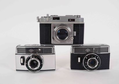 null Set of three Agfa cameras: Karat 36 with Schneider-Kreuznach Xenon 2/50 lens,...