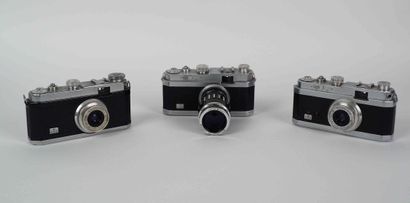 null Set of three Foca 1 star cameras: two with Oplar 3.5/3.5 cm lens and one with...