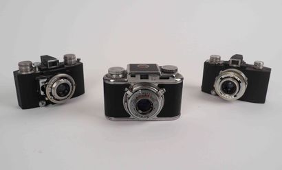 null Set of three miscellaneous cameras: Sem Baby (Som Berthiot Flor 3.5/45 lens),...