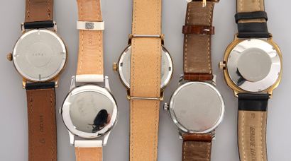 null Lot de 5 montres en acier et plaqué or comprenant 

une Nogamatic de forme ronde...