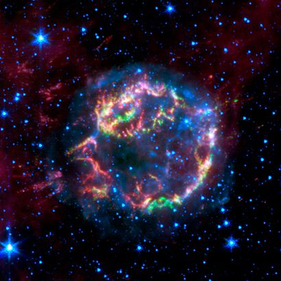 null NASA. This photograph shows us the remains of an exploded star called Cassiopeia....