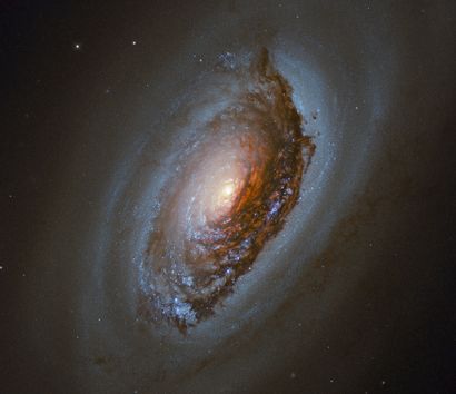 null NASA. LARGE FORMAT. HUBBLE TELESCOPE. Superb photograph of a spiral galaxy located...