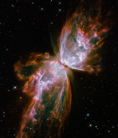 null NASA. LARGE FORMAT. HUBBLE TELESCOPE. A butterfly emerges from the disappearance...