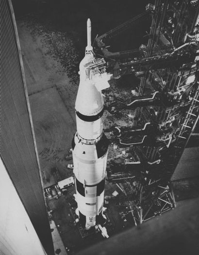 null NASA. Nice low-angle view of the SATURNE 5 rocket of the APOLLO 12 mission on...