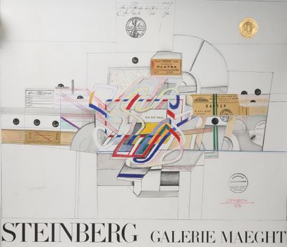 Saul STEINBERG (1914-1999) Affiche lithographique, 1970
Lithographie sur papier
Signée...