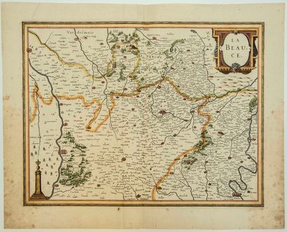 null 35 - CARTE XVIIe : «LA BEAUCE » c. 1633. (Orléans, Chartres, Etampes, Rochefort,...