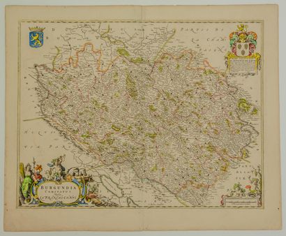 null 39 - BURGUNDY; XVIIth Map of FRANCHE COMTÉ, by J. BLAEU, circa 1640 " Burgondia...
