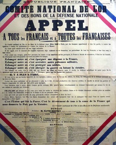 null 552 - GUERRE 1914/18. « COMITÉ NATIONAL DE L’OR et des Bons de la Défense Nationale....