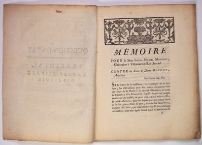null 175 - VAL-DE-MARNE. 1777. "Memorandum of Trial" for Sieur Louis Michel MONTAUT...
