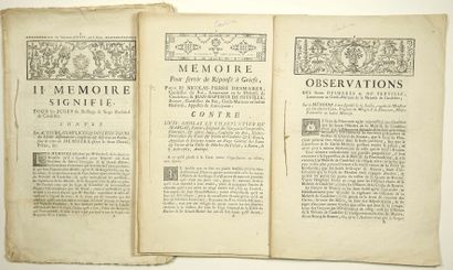null 148 - CAUDEBEC (76). 4 Imprimés : 3 Mémoires de procès de l’Imprimerie de VIRET...