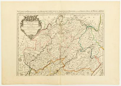 null 79 - CARTE de 1693 : «Le Comté de BOURGOGNE ou LA FRANCHE COMTÉ, divisé en trois...