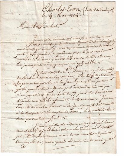null 290 - CHARLES-TOWN (États-Unis d'Amérique) le 4 Mai 1804. Lettre privée adressée...