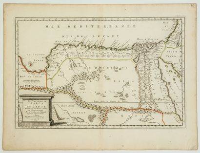 null 48 - EGYPT, LYBIA. Map of 1655: "Kingdom of the desert of BARCA and LYBIA and...