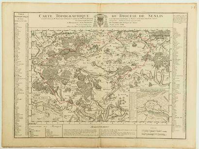 null 95 - CARTE de L’OISE de 1709 : «Carte topographique du Diocèse de SENLIS levée...