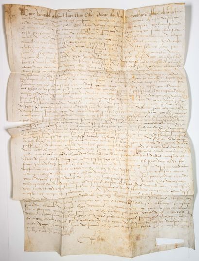 null 6 - MAINE-ET-LOIRE. 1538. Priory of SAINT-AUBIN DE LUIGNÉ (49). Parchment (69...