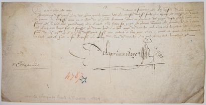 null 2 - ARMY OF TURENNE. 1528. Receipt of the payment of the wages of Barthélémy...