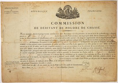 null 287 - SARTHE. 1804. POUDRERIE DE RIPAULT (INDRE-ET-LOIRE.) “Commission de débitant...